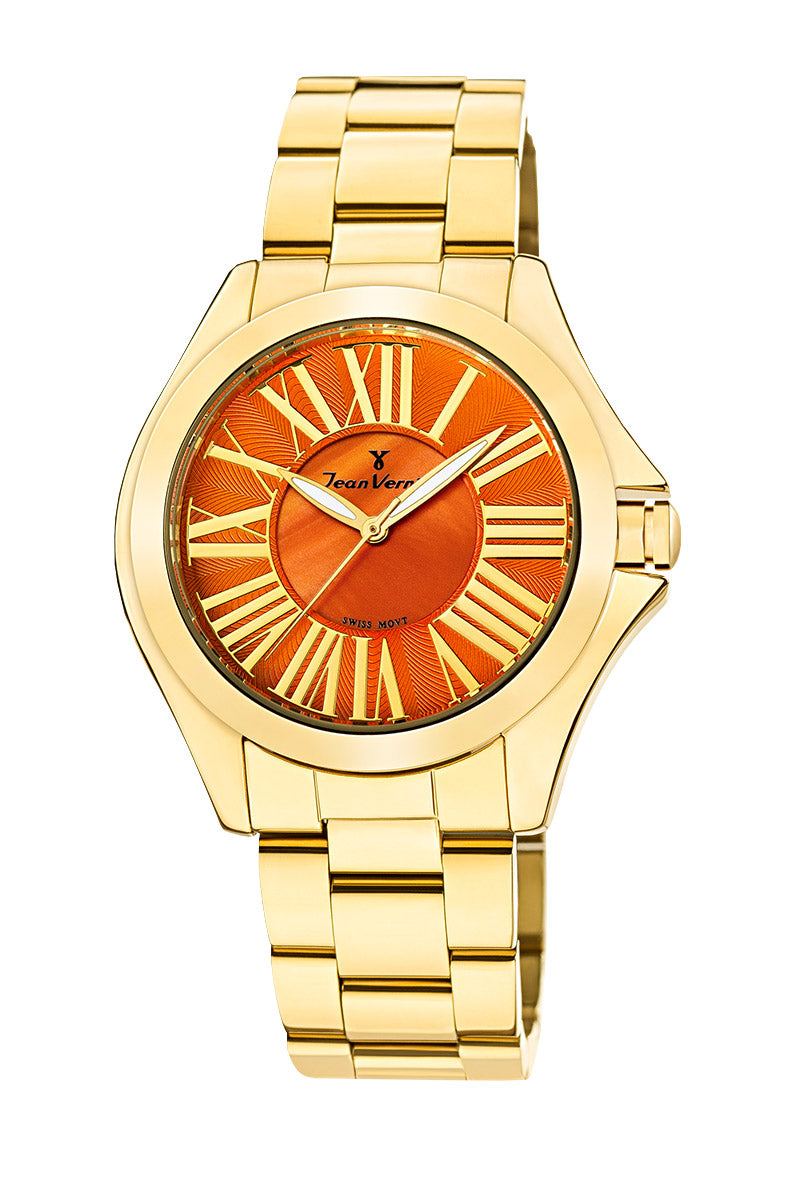 Relógio Jean Vernier Dourado Feminino Movimento Suíço 10ATM - JV011271