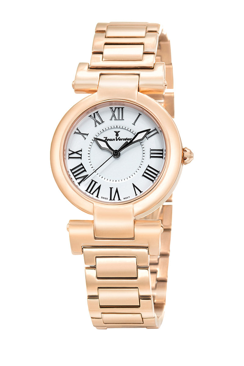 Relógio Jean Vernier Feminino Aço 316L Rosé Movimento Suíço JV01066