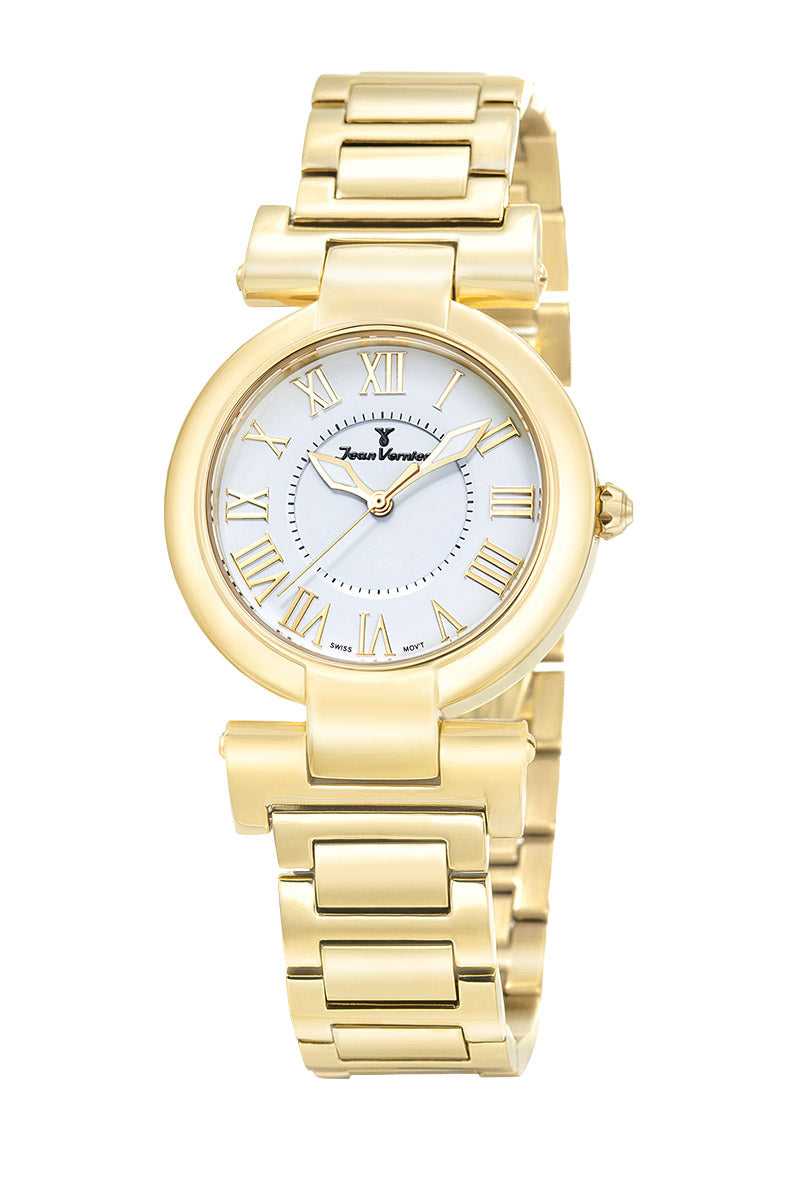 Relógio Jean Vernier Feminino Dourado Movimento Suíço JV01064