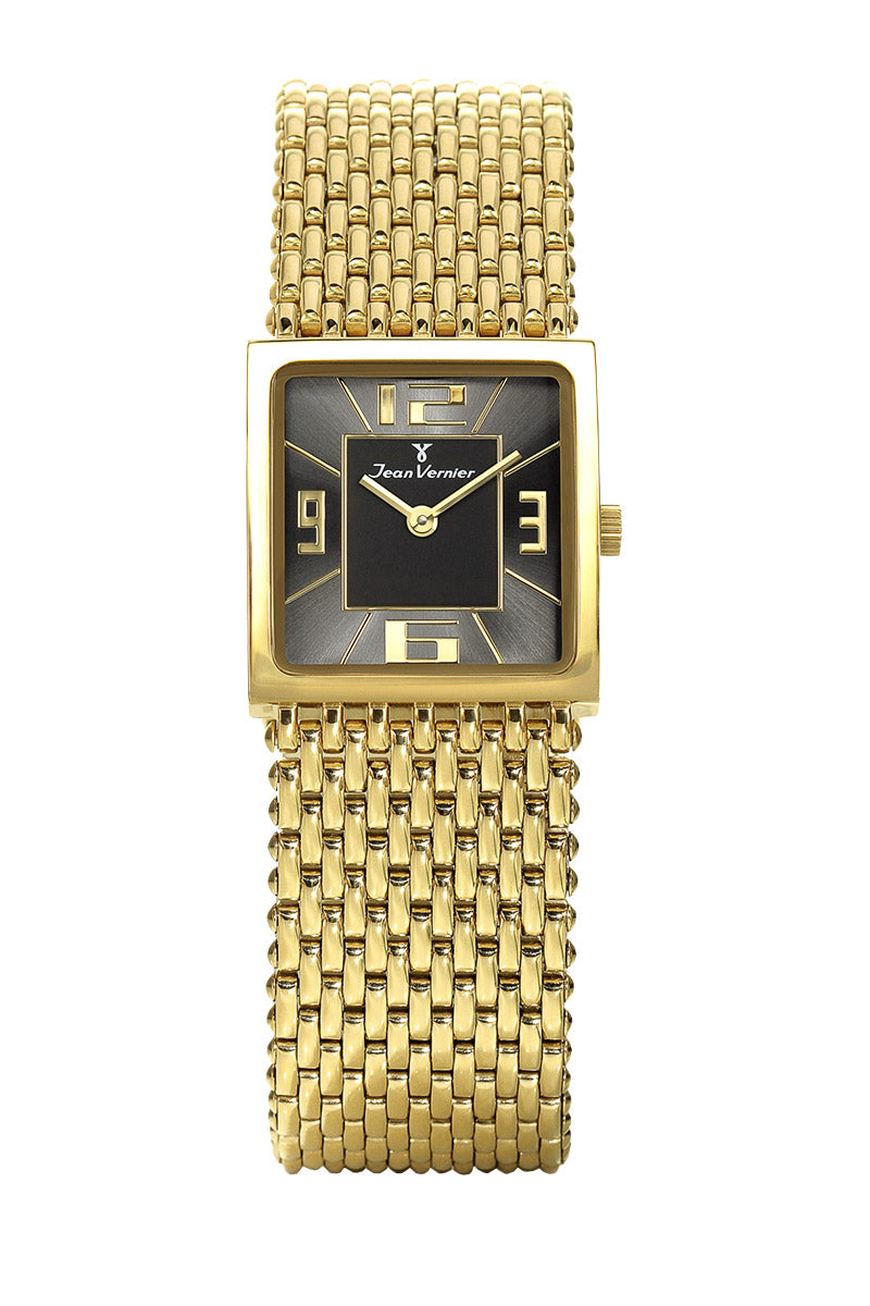 Relógio Jean Vernier Feminino Quadrado Dourado JV00112
