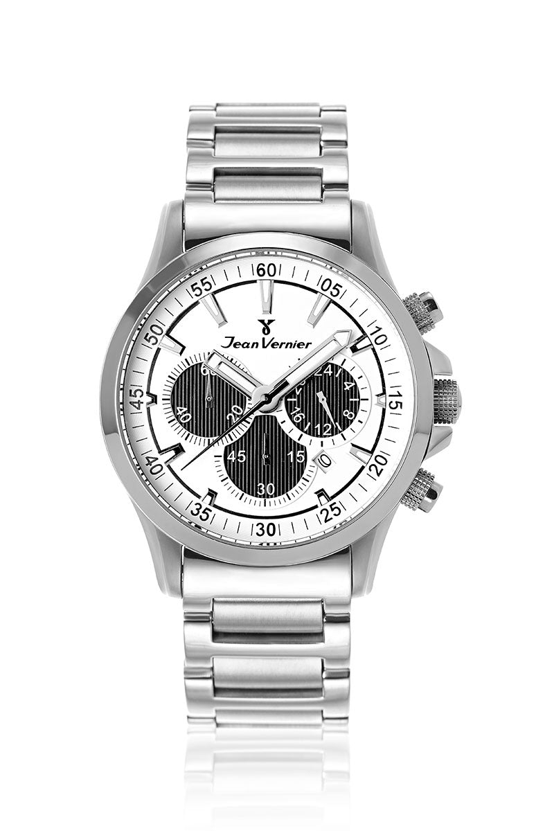 Relógio Jean Vernier Masculino Aço Inoxidável Cronógrafo JV01351