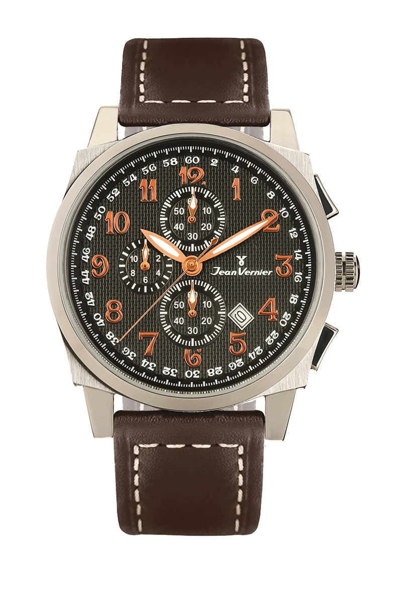Relógio Jean Vernier Masculino Couro Marrom JV07047M