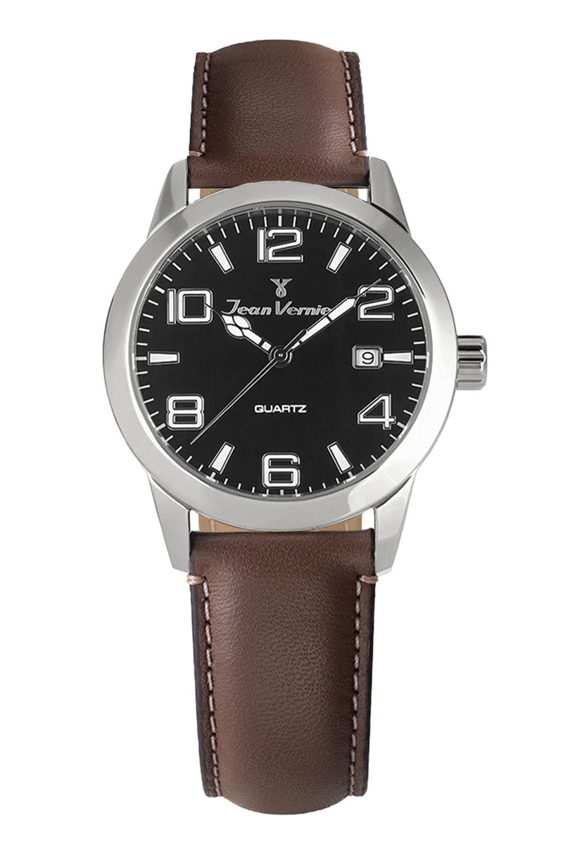 Relógio Jean Vernier Masculino Couro Marrom Suíço JV07000CM