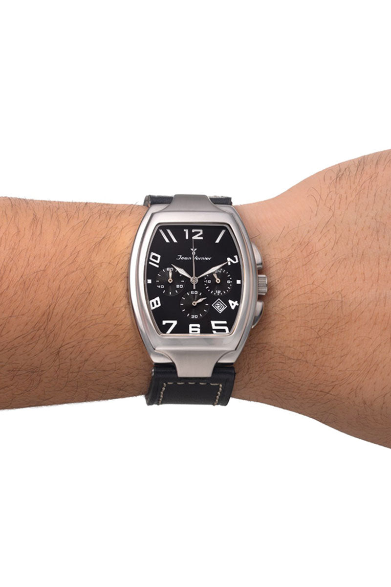 Relógio Jean Vernier Masculino Couro Preto JV00580 - Imagem 3