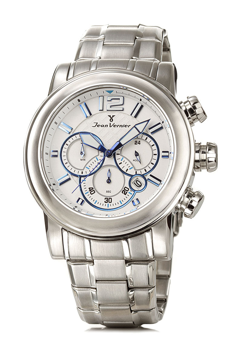 Relógio Jean Vernier Masculino Pulseira Aço Calendário JV00197