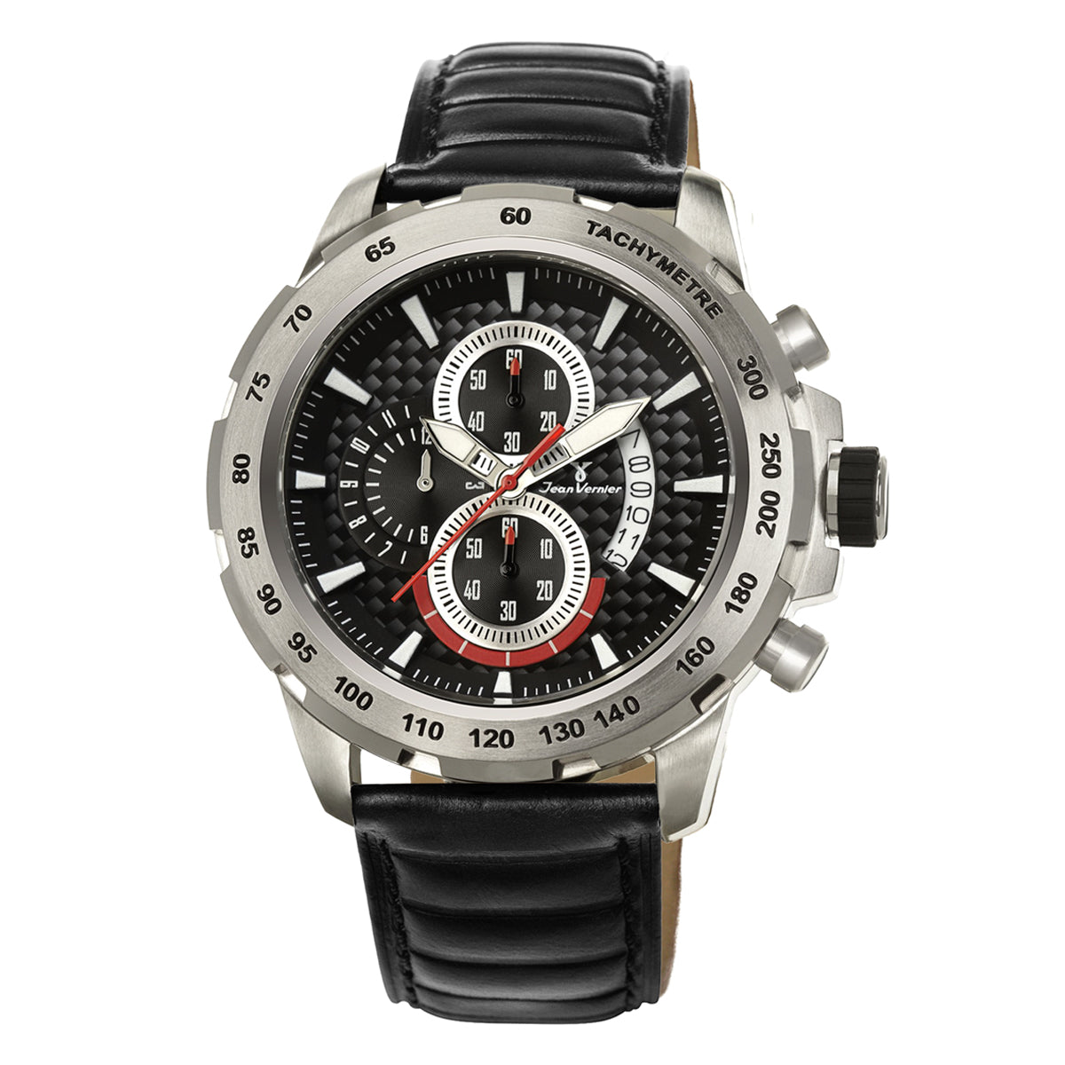 Relógio Jean Vernier Masculino Pulseira Couro Cronógrafo JV00739