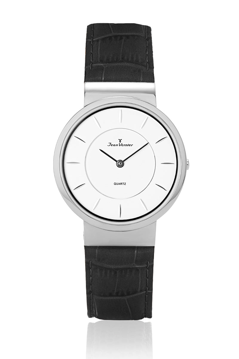 Relógio Jean Vernier Masculino Pulseira Couro Preto JV05610G