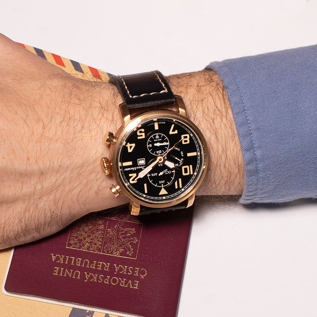 Relógio Jean Vernier Masculino Pulseira Couro Preto JV11511 - Imagem 3