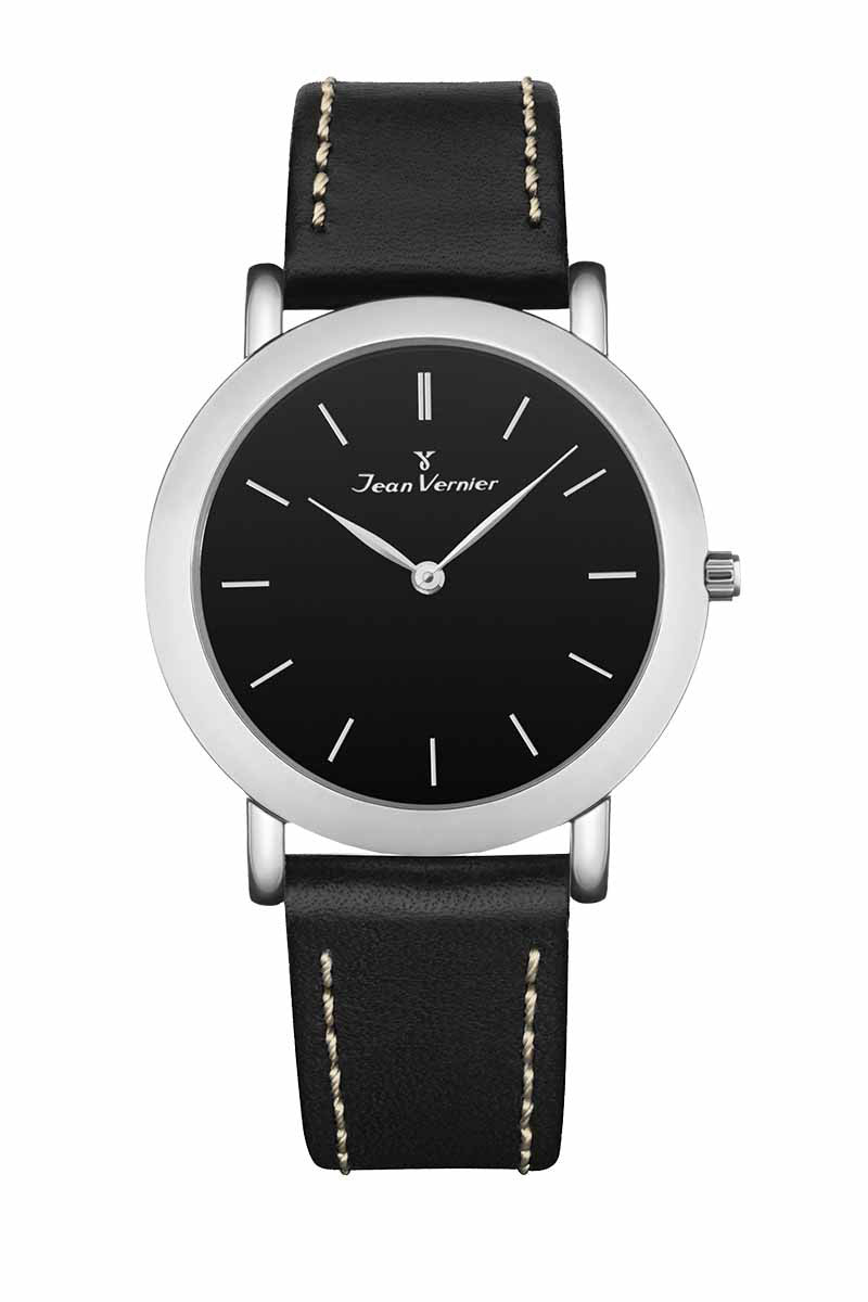 Relógio Jean Vernier Masculino Pulseira Couro Preto JV13653P