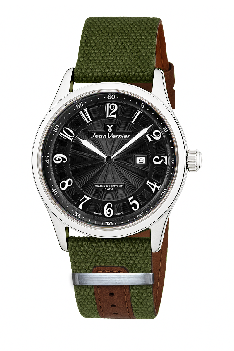 Relógio Jean Vernier Movimento Suíço Nylon Verde JV01127-30