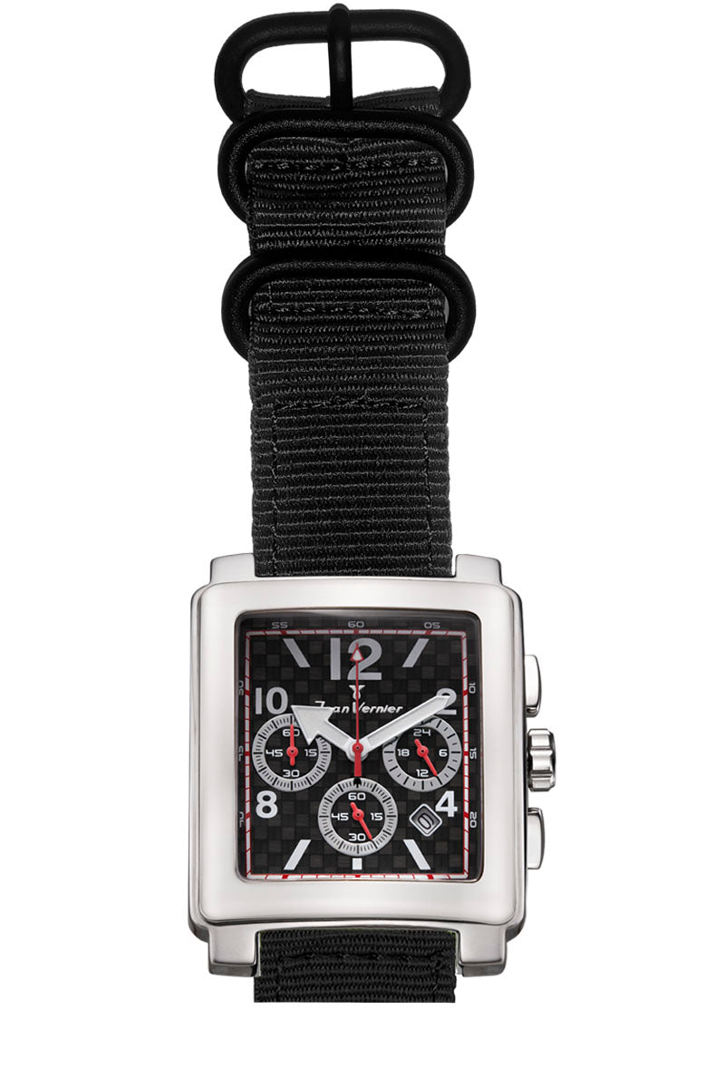 Relógio Jean Vernier Nylon Preto Cronógrafo JV03783NP