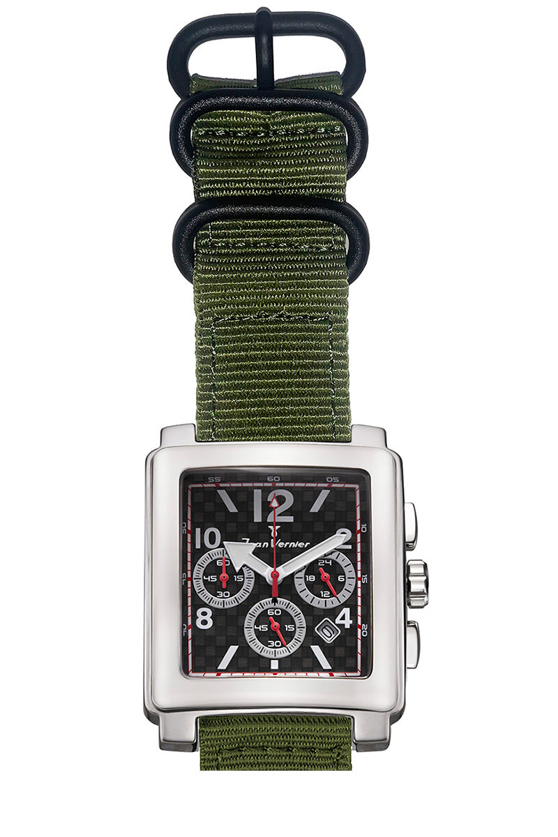 Relógio Jean Vernier Nylon Verde Cronógrafo JV03783NV