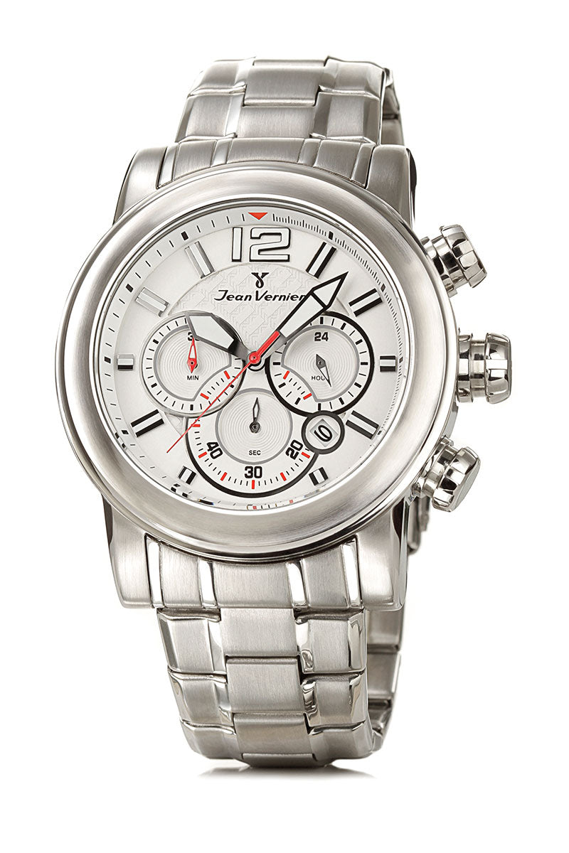 Relógio Jean Vernier Pulseira Aço Calendário JV00198