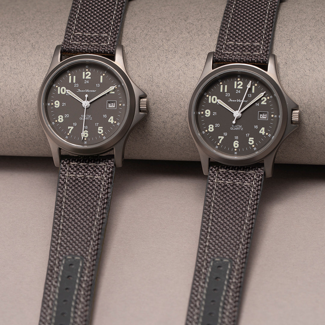 Relógio Jean Vernier Pulseira Couro / Nylon Cinza Calendário JV01331-02 - Imagem 2