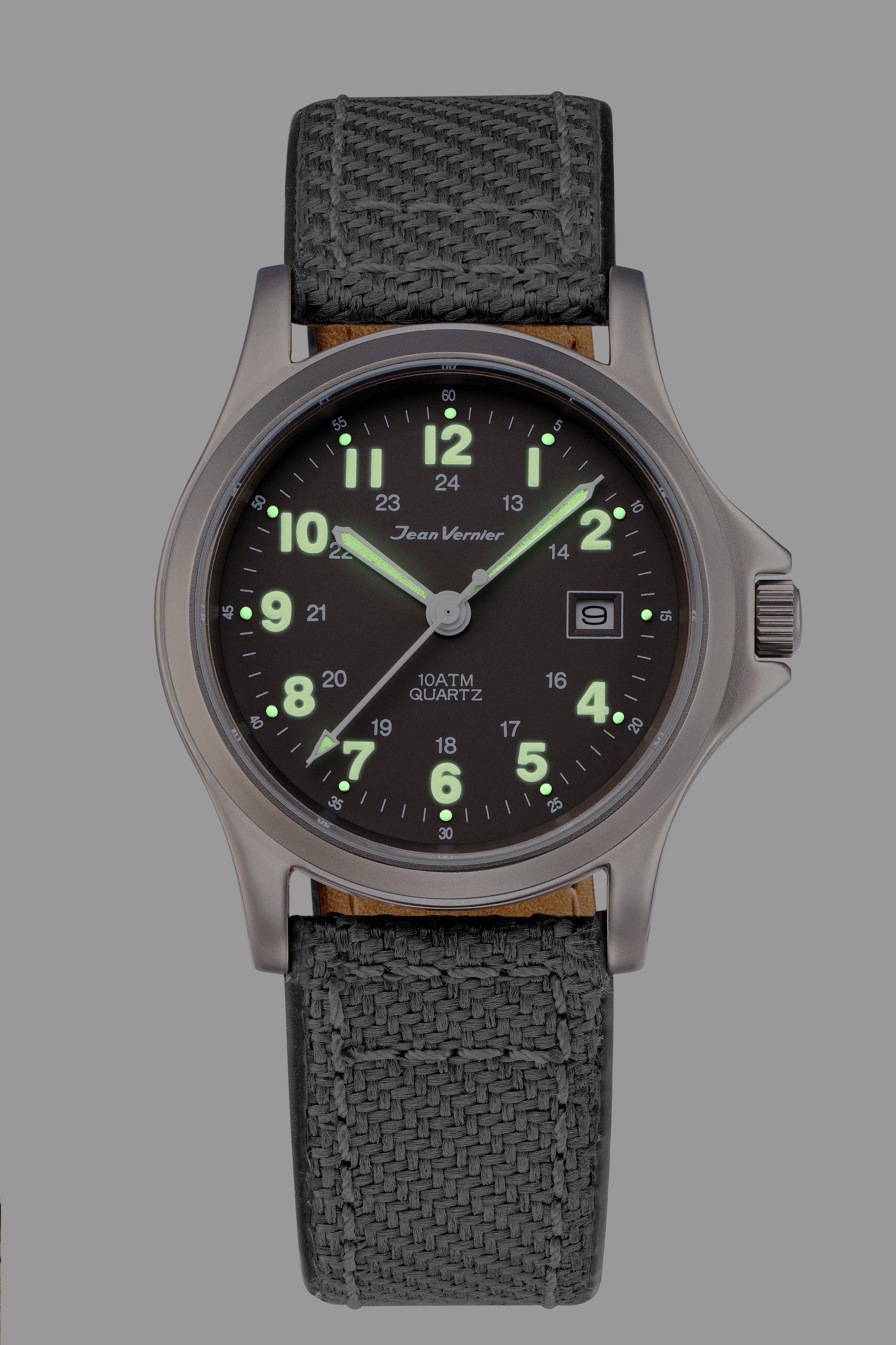 Relógio Jean Vernier Pulseira Couro / Nylon Cinza Calendário JV01331-02 - Imagem 3