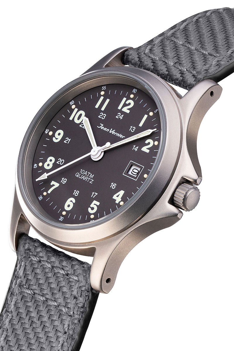 Relógio Jean Vernier Pulseira Couro / Nylon Cinza Calendário JV01331-02 - Imagem 5