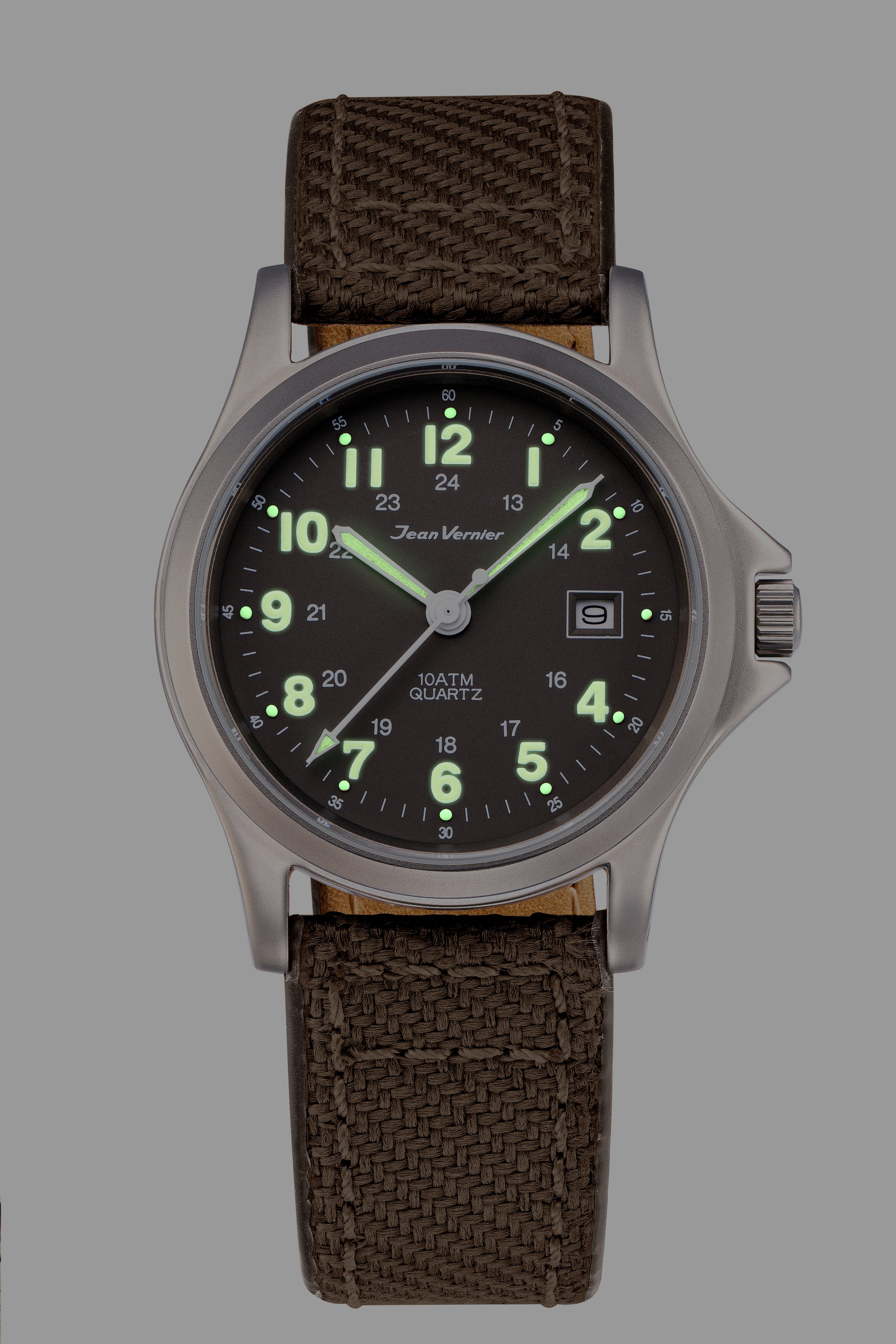 Relógio Jean Vernier Pulseira Couro / Nylon Marrom Calendário JV01331-04 - Imagem 2