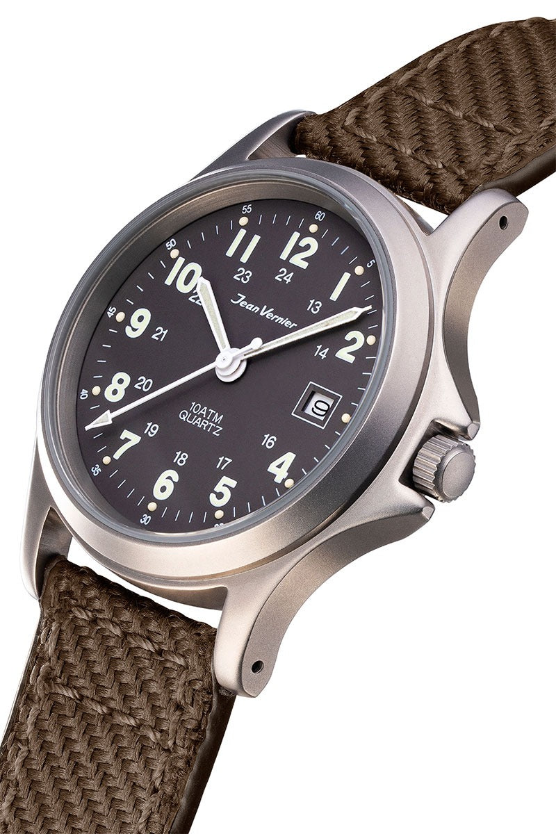 Relógio Jean Vernier Pulseira Couro / Nylon Marrom Calendário JV01331-04 - Imagem 3