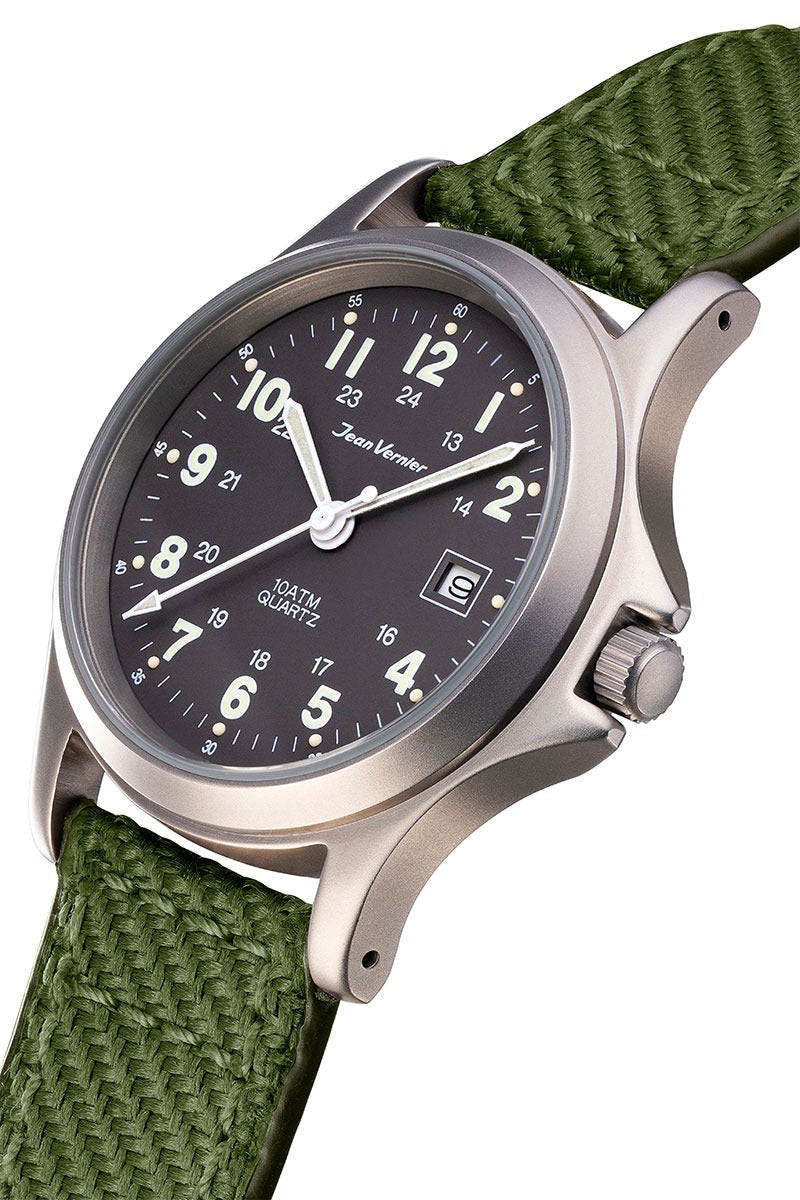 Relógio Jean Vernier Pulseira Couro / Nylon Verde Calendário JV01331-01 - Imagem 3