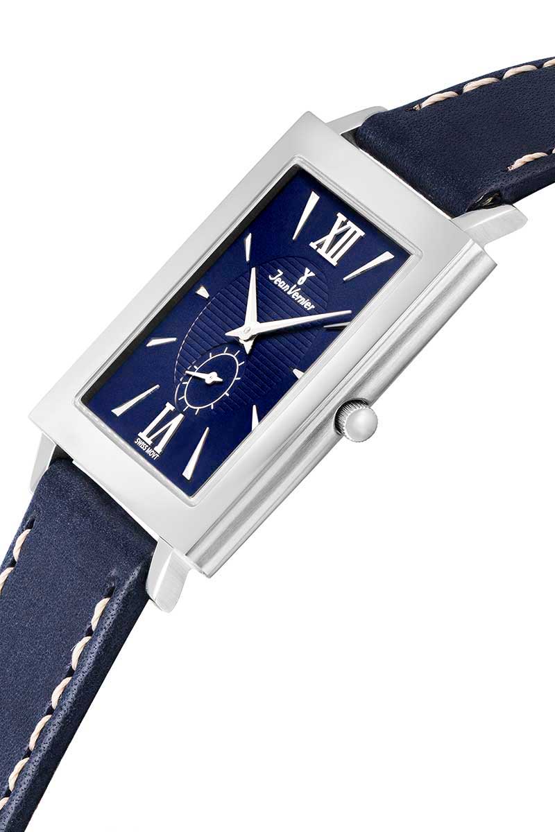 Relógio Jean Vernier Pulseira Couro Azul Movimento Suíço JV00831 - Imagem 3