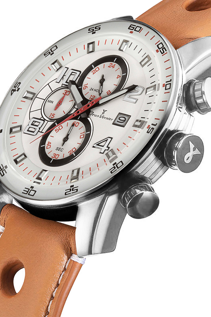 Relógio Jean Vernier Pulseira Couro Havana Cronógrafo Masculino JV005255 - Imagem 2