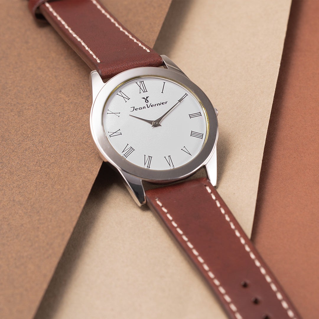 Relógio Jean Vernier Pulseira Couro Havana Social Movimento Suíço JV00052 - Imagem 2
