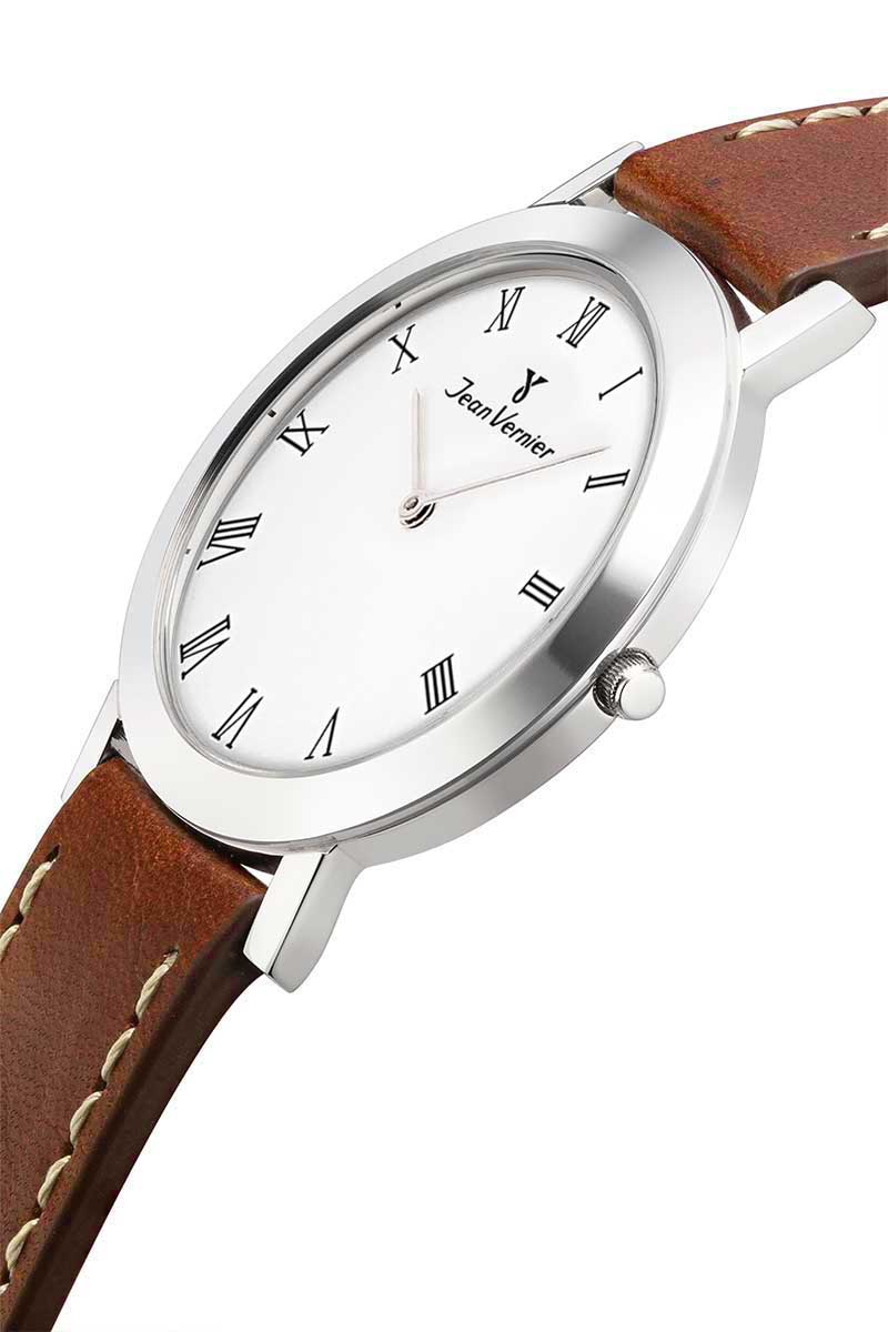 Relógio Jean Vernier Pulseira Couro Havana Social Movimento Suíço JV00052 - Imagem 3