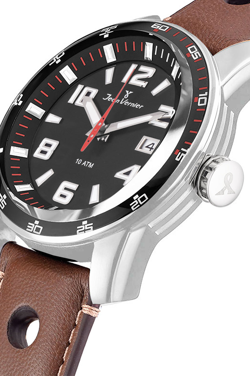 Relógio Jean Vernier Pulseira Couro Marrom Analógico Masculino  JV005196 - Imagem 2