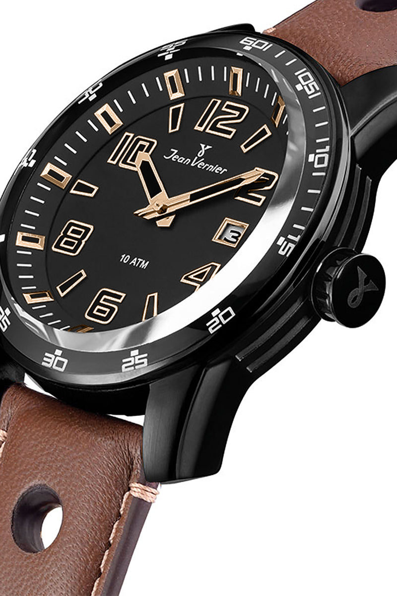 Relógio Jean Vernier Pulseira Couro Marrom Analógico Masculino 10TAM - JV005206 - Imagem 2