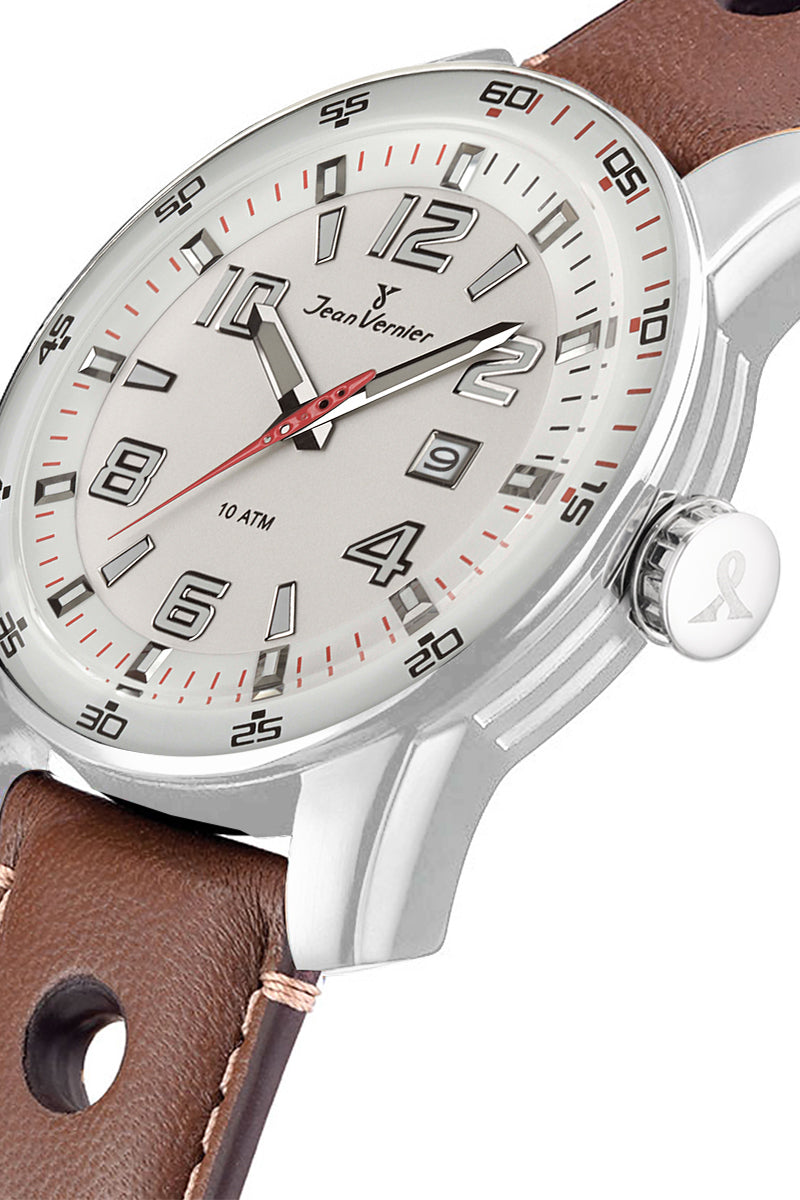 Relógio Jean Vernier Pulseira Couro Marrom Analógico Masculino JV005186 - Imagem 2