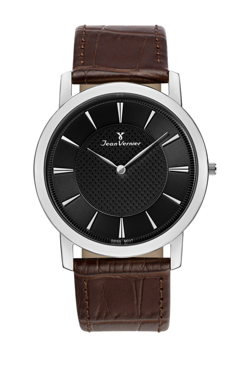 Relógio Jean Vernier Pulseira Couro Marrom Social JV00334M