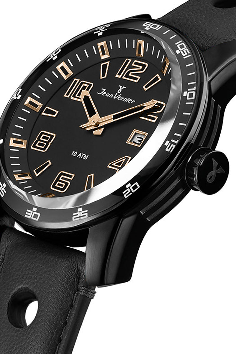 Relógio Jean Vernier Pulseira Couro Original Calendário Masculino 10ATM  JV005207 - Imagem 2