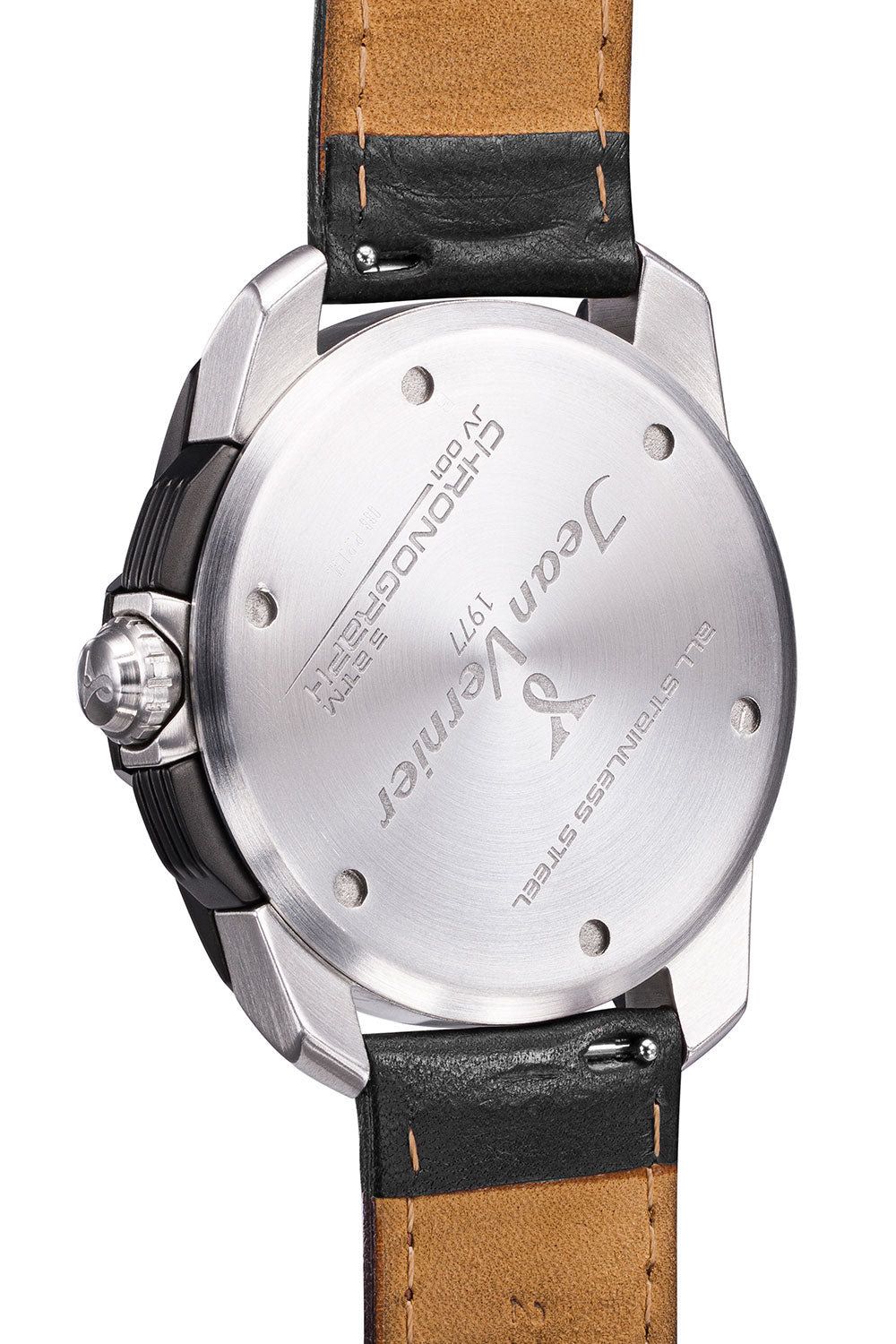 Relógio Jean Vernier Pulseira Couro Preto Cronógrafo Masculino JV00096C - Imagem 3