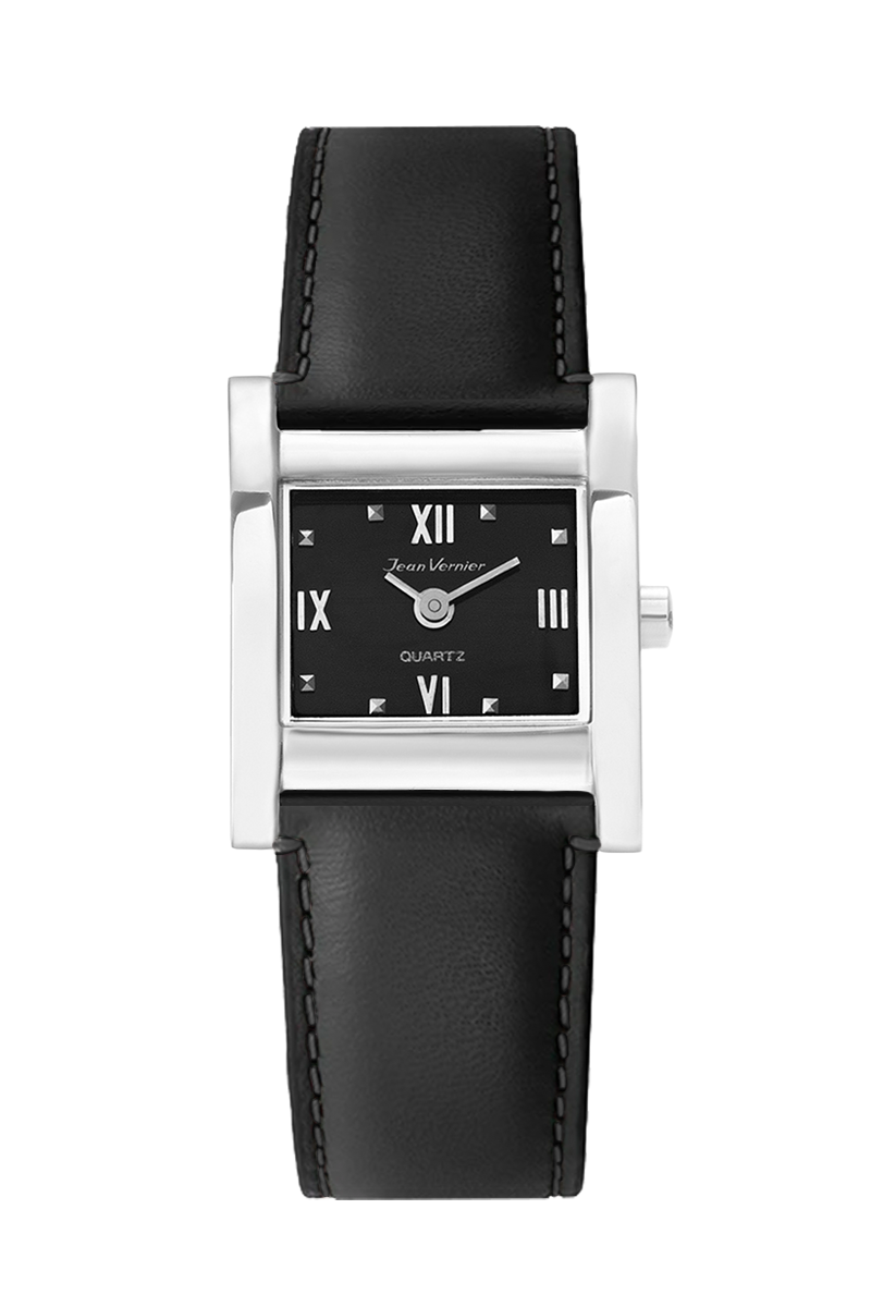 Relógio Jean Vernier Pulseira Couro Preto JV03658C