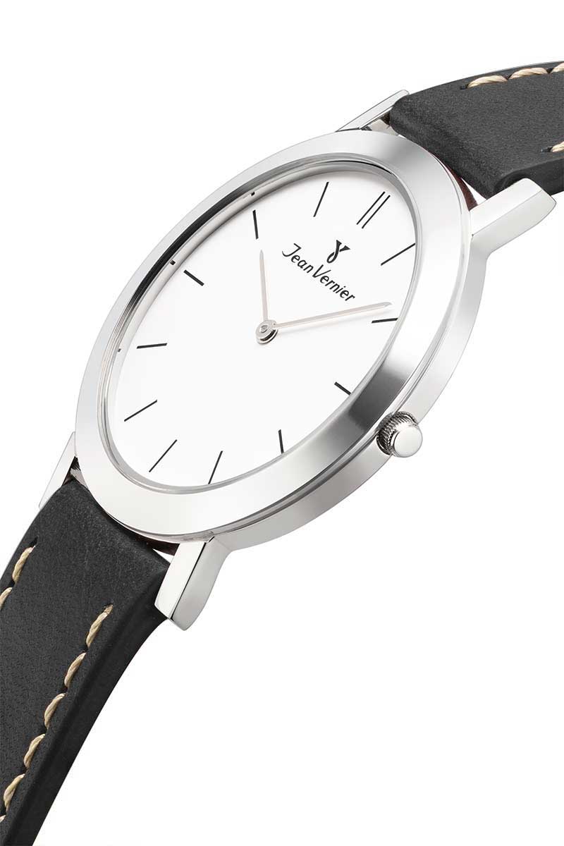 Relógio Jean Vernier Pulseira Couro Preto Social JV00043 - Imagem 2