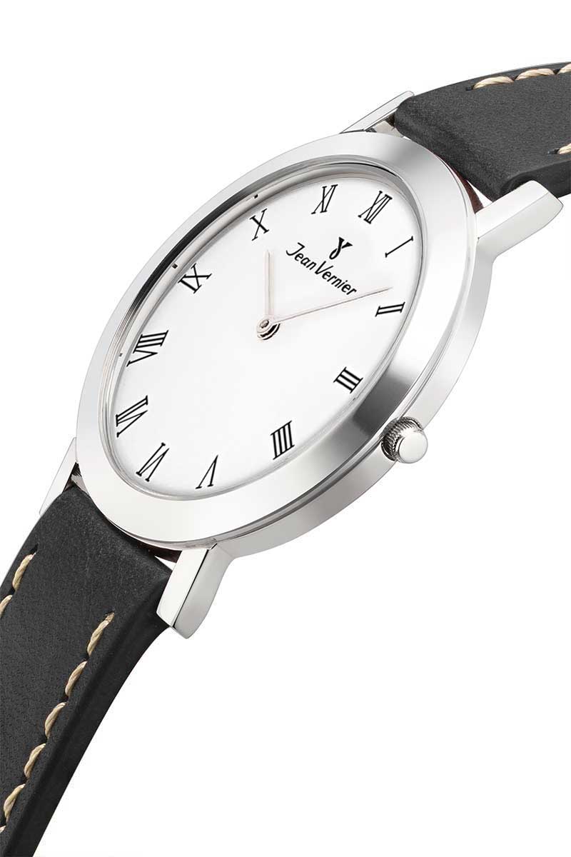 Relógio Jean Vernier Pulseira Couro Preto Social JV00051 - Imagem 2