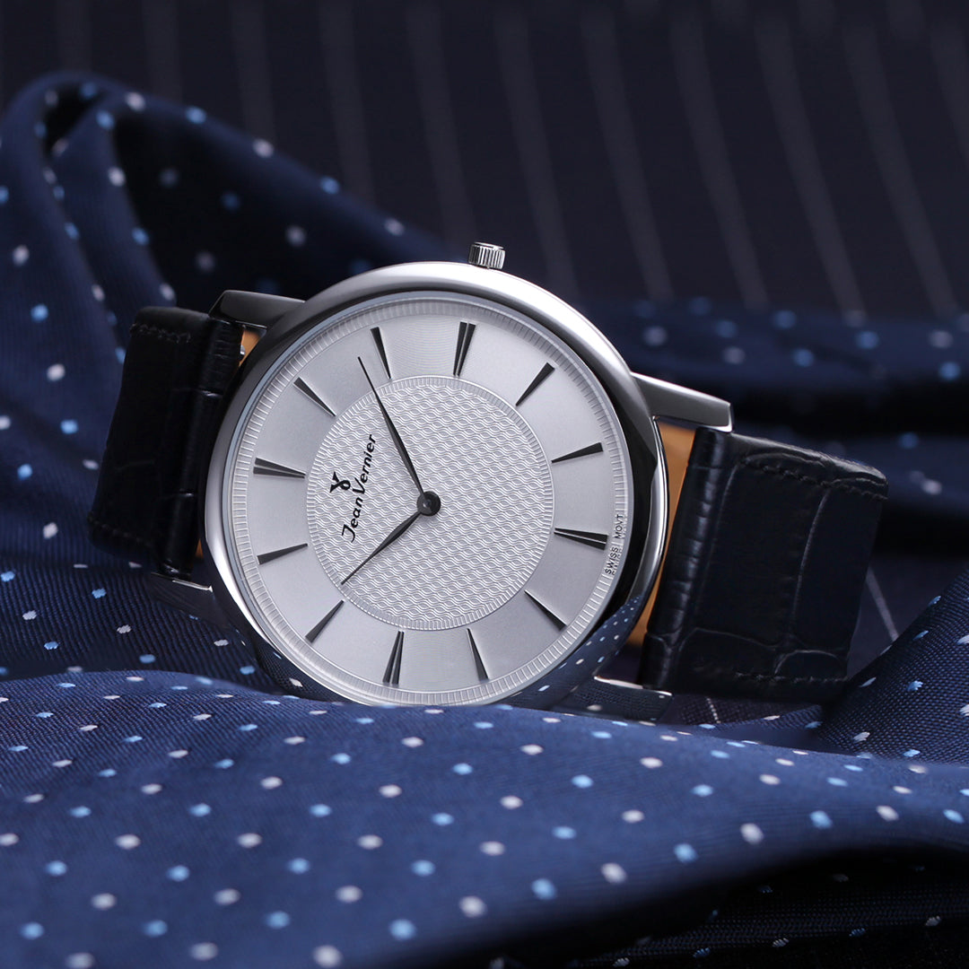 Relógio Jean Vernier Pulseira Couro Preto Social JV00333P - Imagem 2