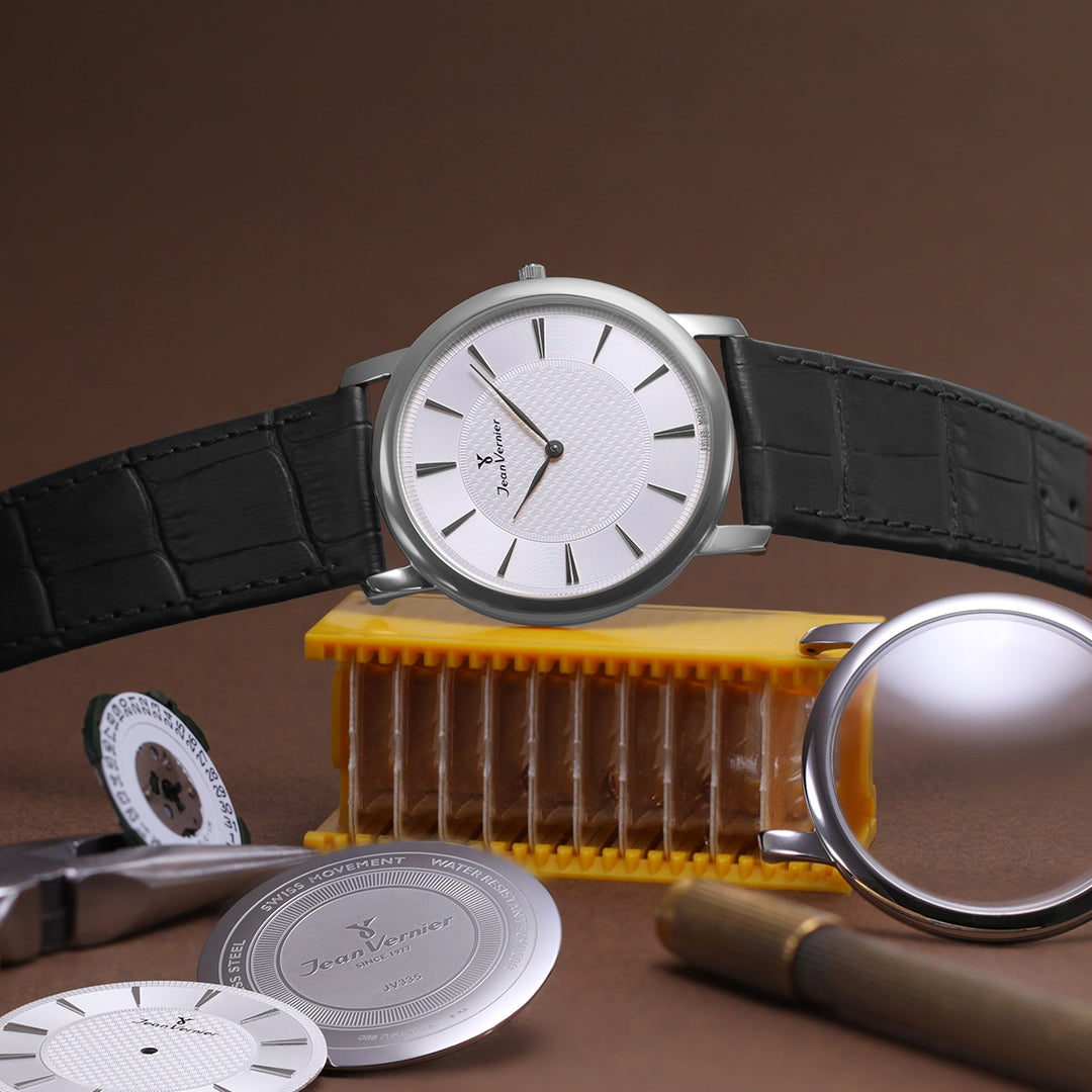 Relógio Jean Vernier Pulseira Couro Preto Social JV00333P - Imagem 4