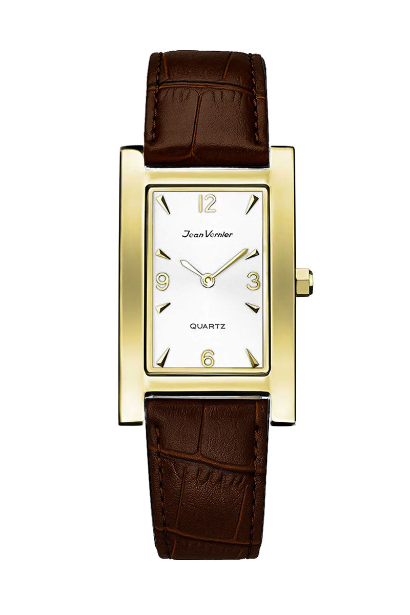 Relógio Jean Vernier Pulseira Couro Tipo Croco Marrom JV01619CRM