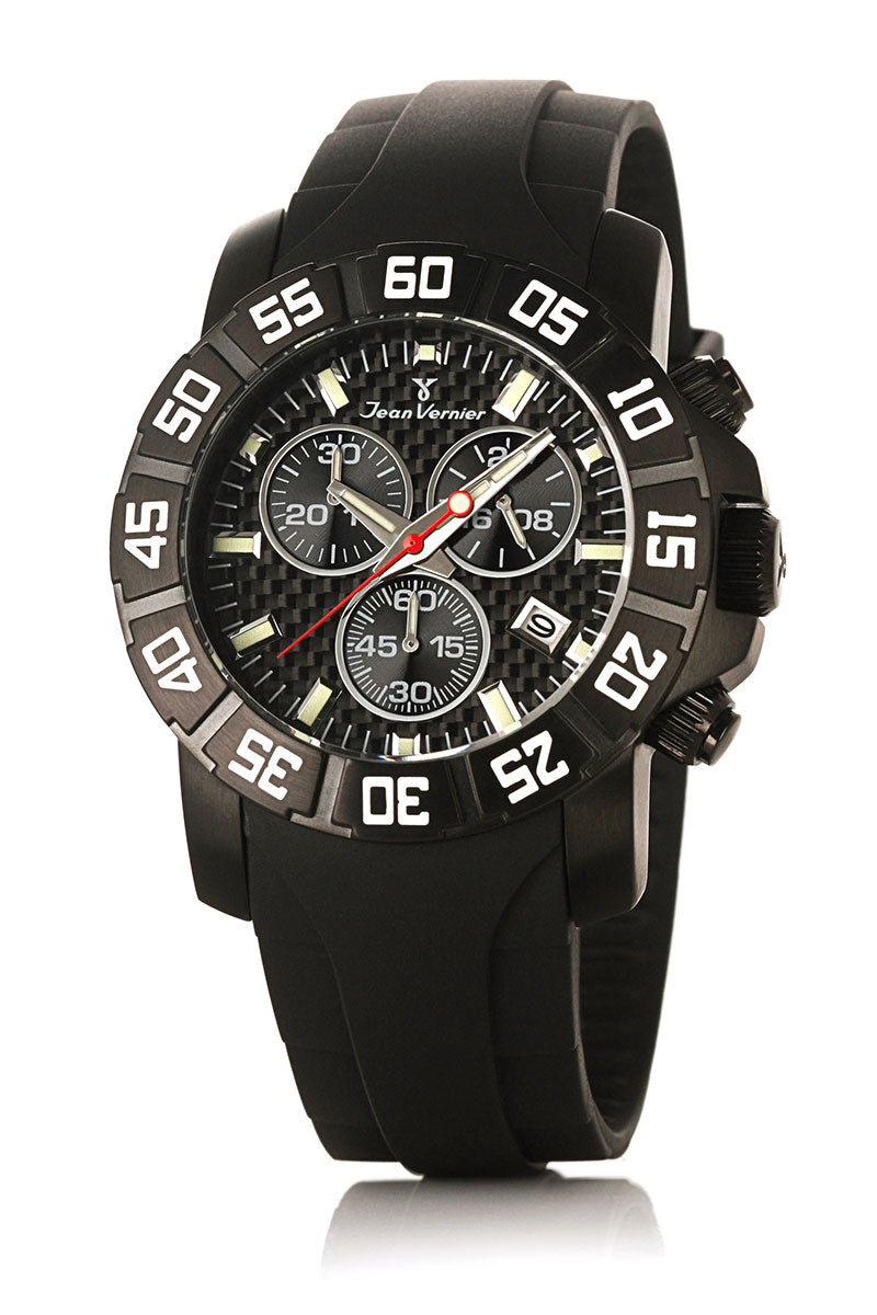 Relógio Jean Vernier Pulseira Cronógrafo Preto JV00444