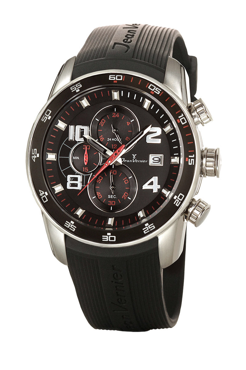 Relógio Jean Vernier Pulseira Silicone Original Cronógrafo Masculino 10ATM  JV00523
