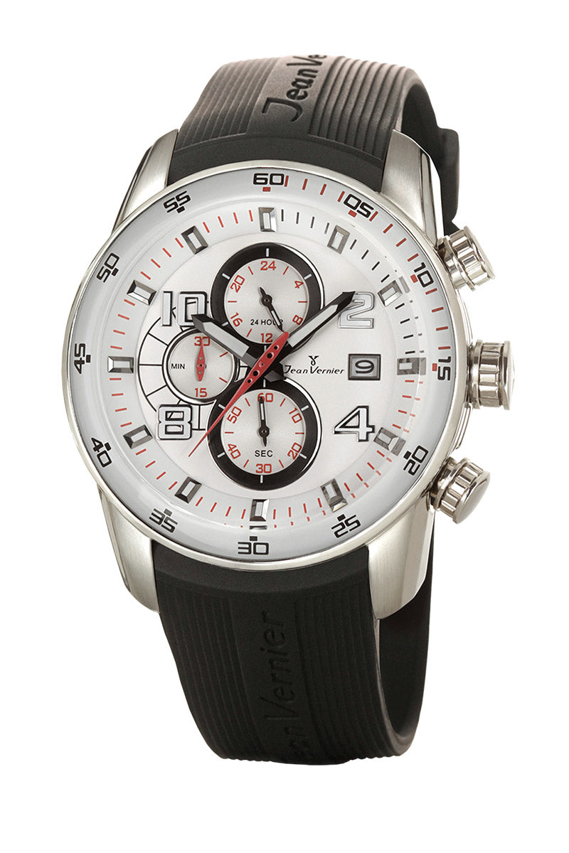 Relógio Jean Vernier Pulseira Silicone Original Cronógrafo Masculino 10ATM  JV00525