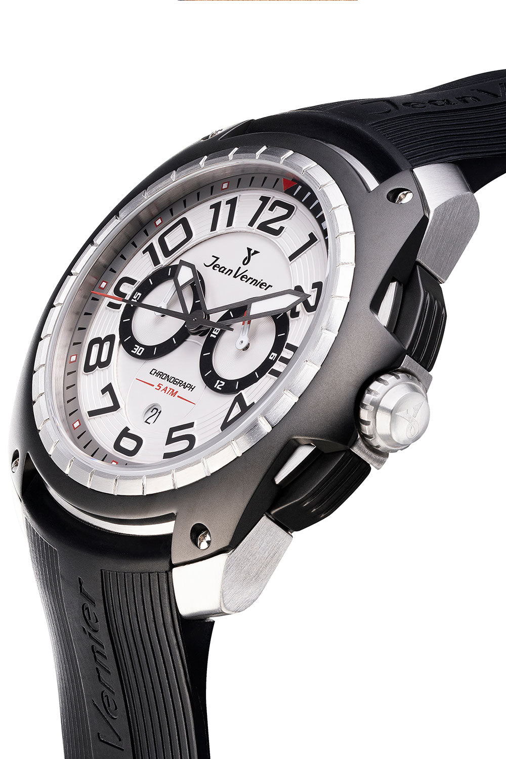 Relógio Jean Vernier Pulseira Silicone Preto Cronógrafo Masculino JV00096S - Imagem 2